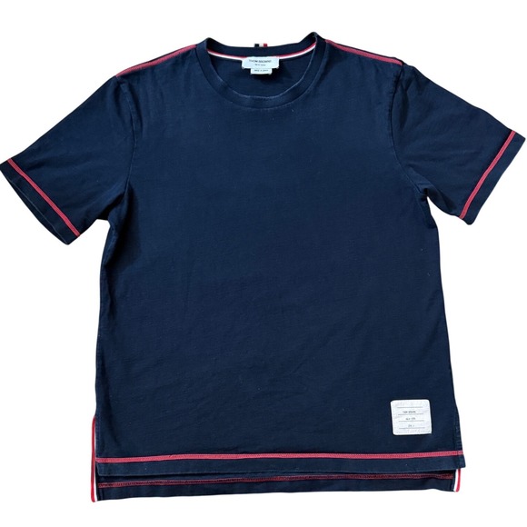 Thom Browne Other - Thom Browne Navy Blue Stitch Cotton T-Shirt Size 3 Made in Japan With Issue
